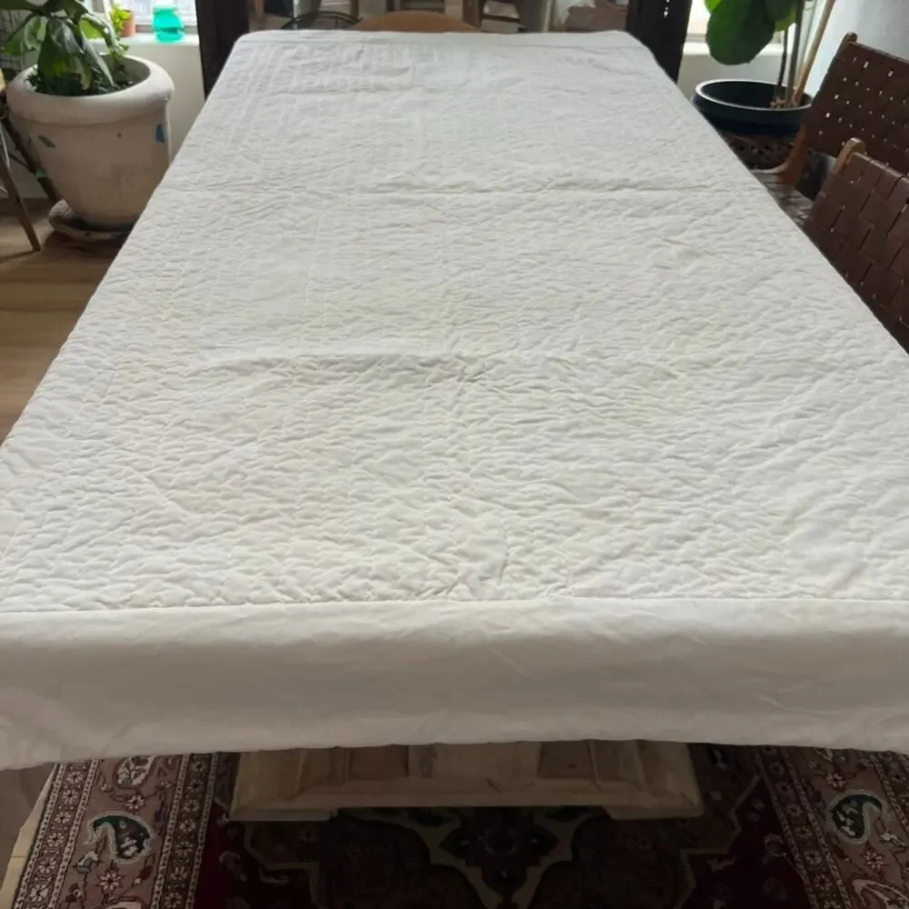 Pottery Barn Cream Velvet Channel Stitch Quilt 72